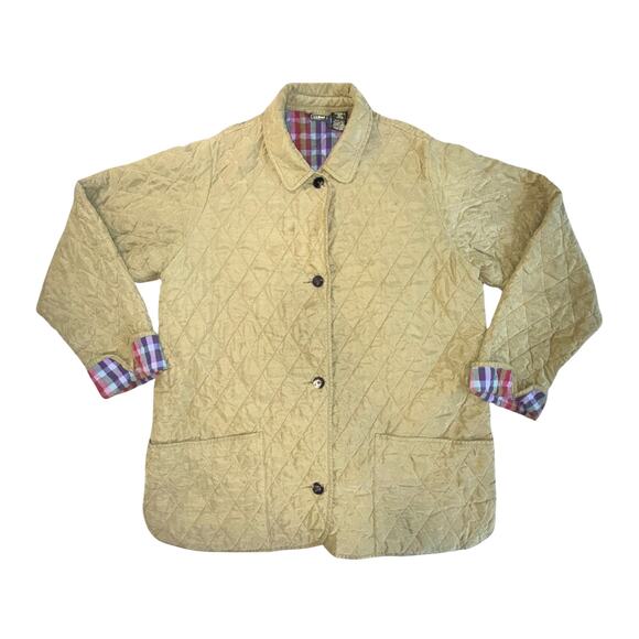 Vintage 90s L.L. Bean Women's Large Diamond Quilted Plaid Lining Barn Jacket - Picture 1 of 6